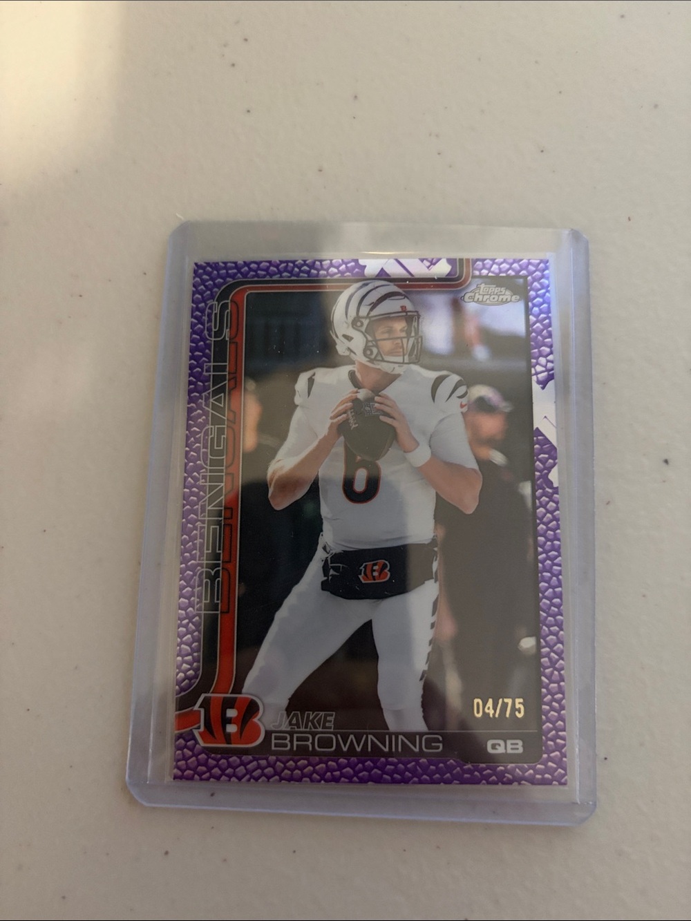 Jake Browning Cincinnati Bengals Purple Pig Skin /75 Topps ChromeFootball Card